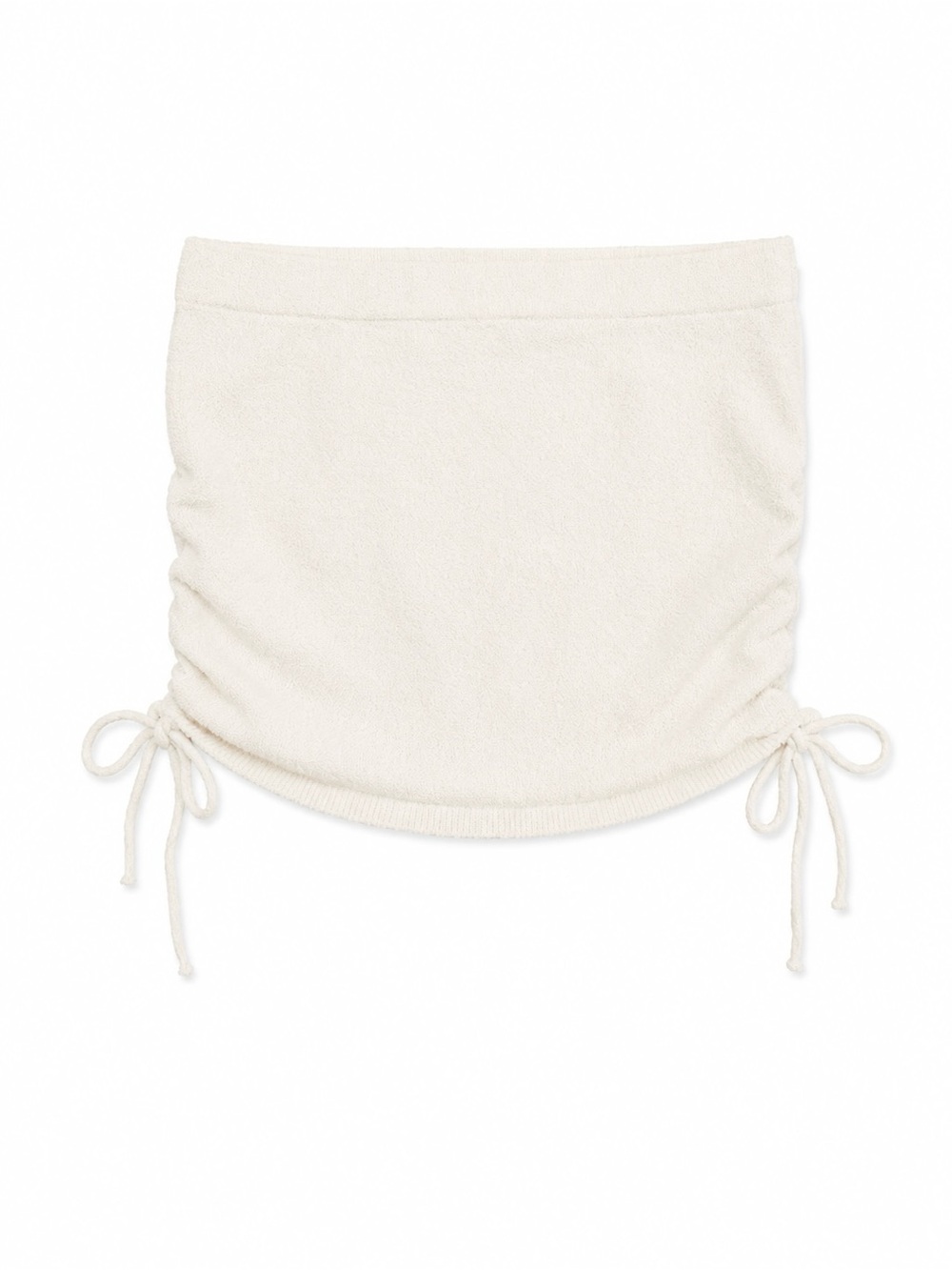 Free People Beach Cabo Skirt Cream Ruched Side Tie Mini Skirt Size M